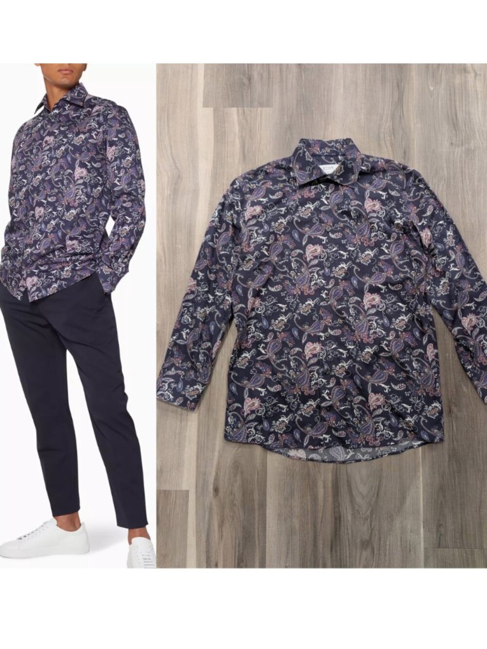 Eton | Signature Twill Slim Fit Paisley Dress Shirt In Navy Multi